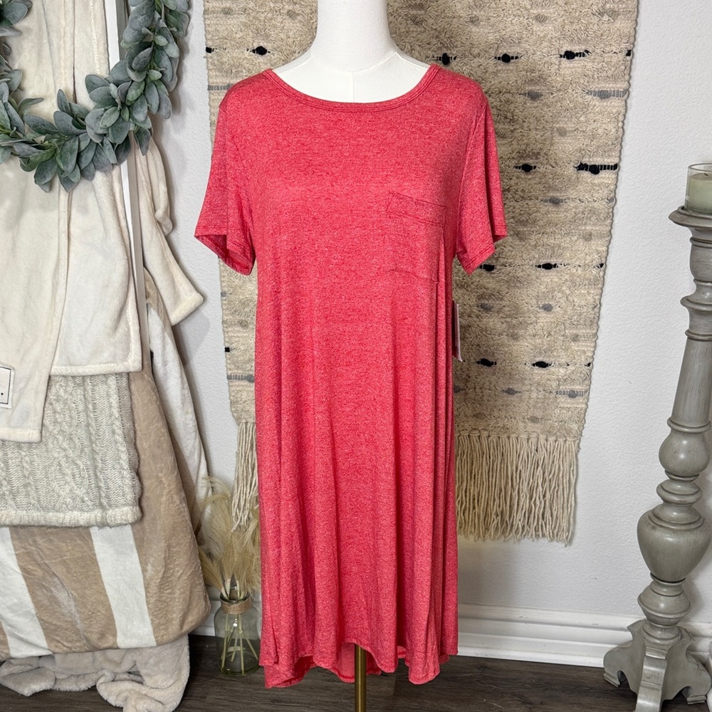 NWT LuLaRoe Carly  heathered red t shirt  Dress size S